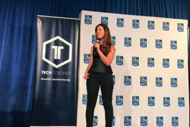Candice Faktor, founder of Faktory Ventures, speaks at TechTO.