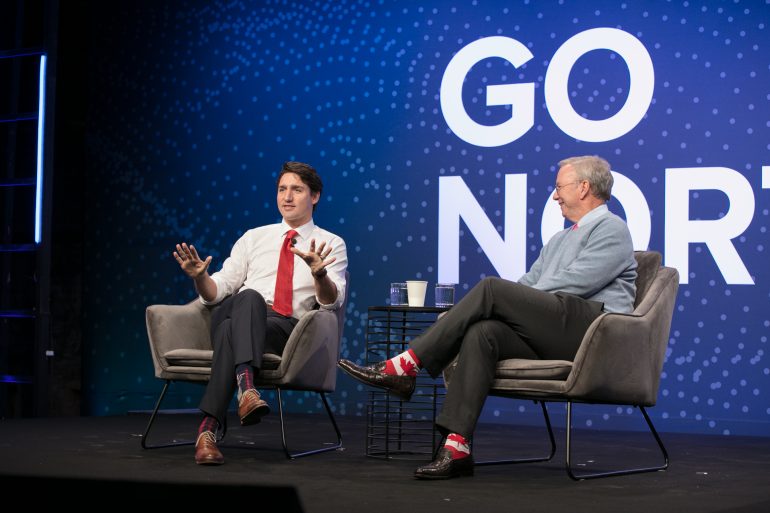 Justin Trudeau and Eric Schmidt