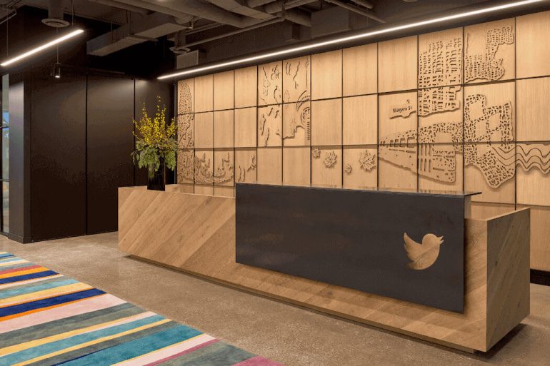 The front desk at Twitter Canadas Toronto office