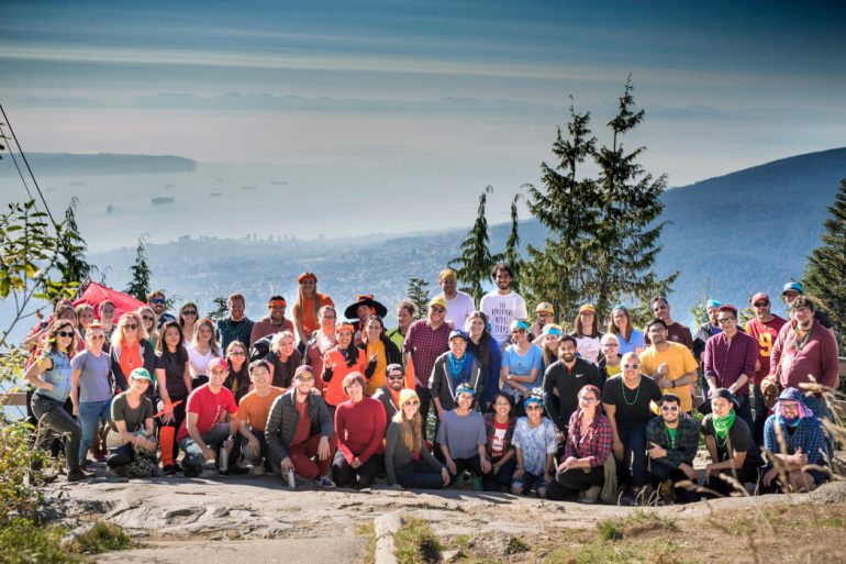 Thinkific team group photo on a mountain