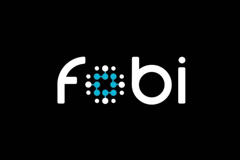 In a black background, there's white text that reads "fobi" in all lowercase letters.