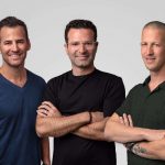 Bizzabo founders Boaz Katz, Alon Alroy, and Eran Ben-Shushan standing together against a plain white background.