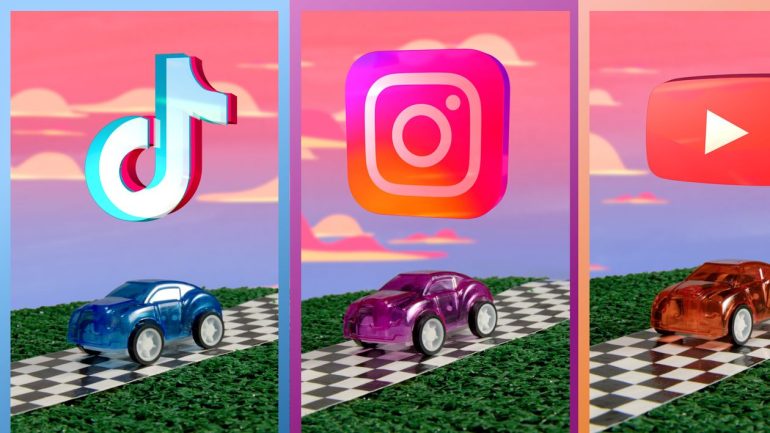Twitter Instagram YouTube logo and cars