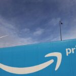 Amazon Prime logo on a billboard.