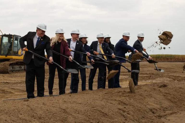 A groundbreaking ceremony for CRC's new rocket test facility.