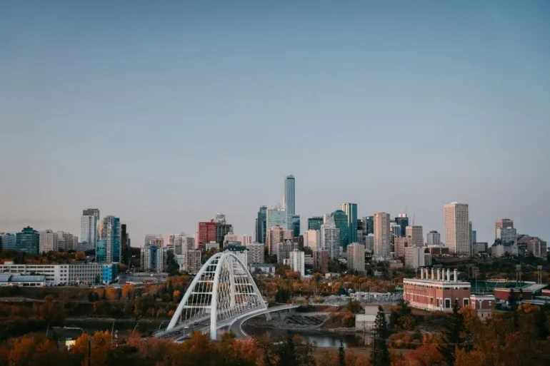 An aerial view of Edmonton