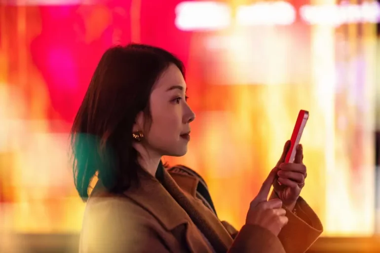 A woman on her cell phone